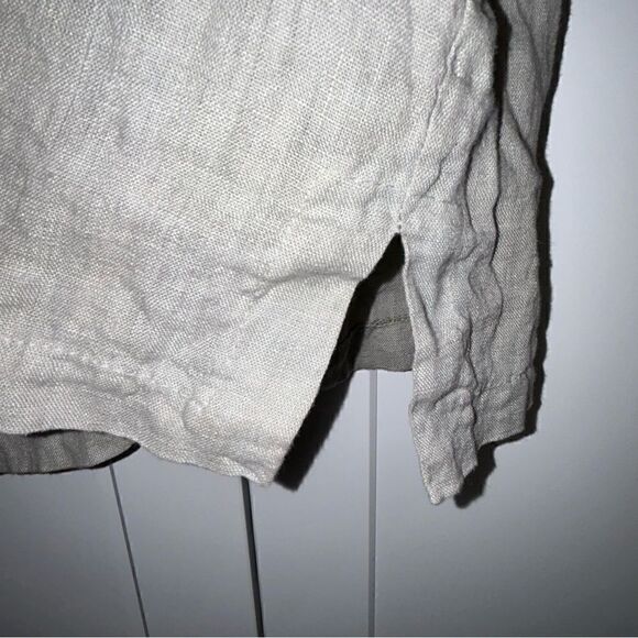 Lauren Vidal Linen Button Front Short Sleeve Hood Lagenlook Cardigan Top - Picture 7 of 7